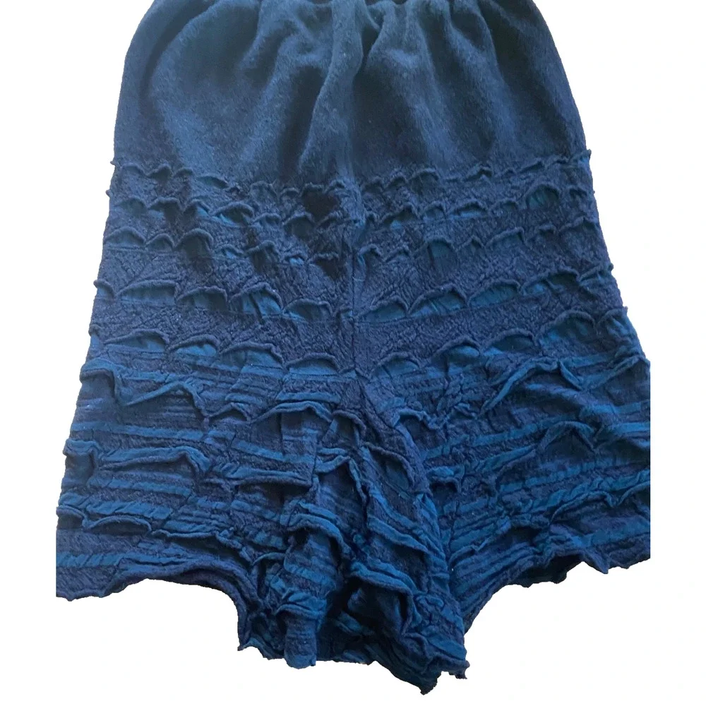 BABETTE SF Unique Wool Cotton Lace Skirt - Tiered Art to Wear Black / Green XS